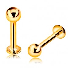 Piercing iz 9-k zlata za ustnico ali brado – labret s kroglico in krogom, 10 mm
