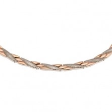 Magnetna ogrlica iz jekla 316 L, bakrene in srebrne barve, poševne linije