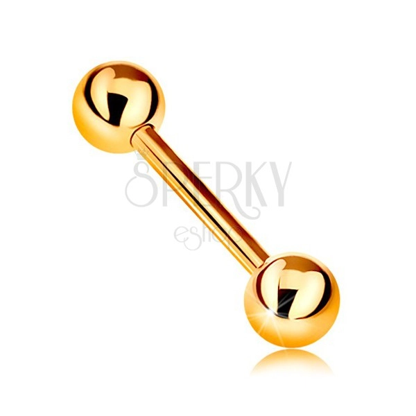 Piercing iz 14-k zlata – sijoča ročka s sijočima kroglicama, rumeno zlato, 12 mm