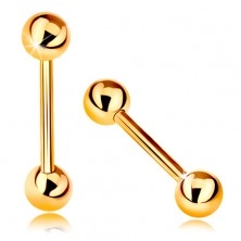 Piercing iz 14-k zlata – sijoča ročka s sijočima kroglicama, rumeno zlato, 12 mm