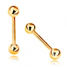 Piercing iz 9-k rumenega zlata – ročka s sijočima kroglicama, 18 mm