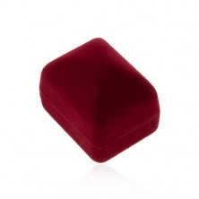 Žametna škatlica za prstan ali uhane, temno rdeča izbočena površina