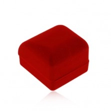 Žametna škatlica za prstan ali uhane, rdeče barve, prirezan pokrov
