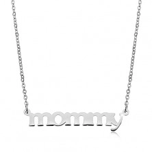 Ogrlica iz jekla 316 L, srebrne barve, verižica in obesek – napis mommy