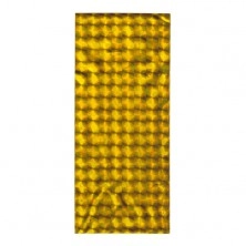 Sijoča celofanska darilna vrečka, zlate barve, sijoči kvadratki