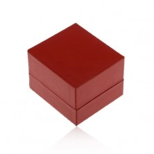 Temno rdeča škatlica iz umetnega usnja za prstan ali uhane