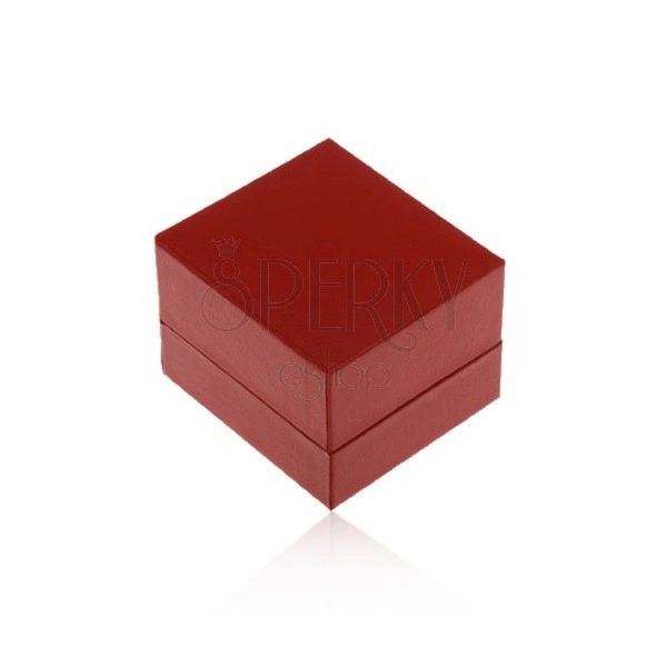 Temno rdeča škatlica iz umetnega usnja za prstan ali uhane