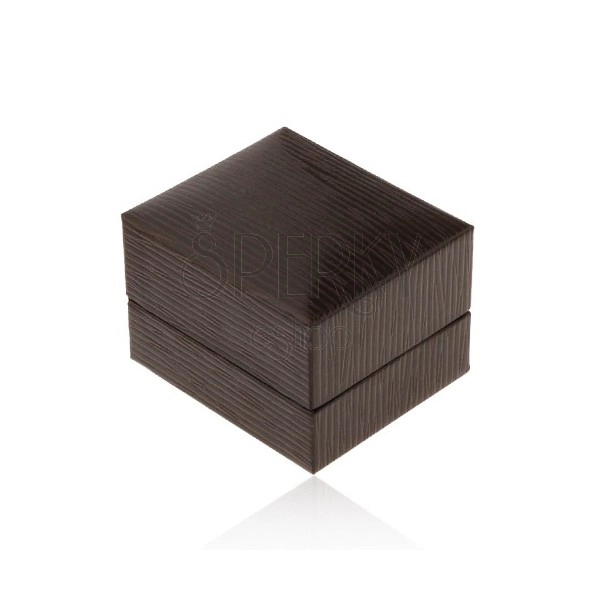 Darilna škatlica za uhane, iz temno rjavega umetnega usnja, okrašena z zarezami