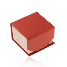 Škatlica za prstan ali uhane, rdeče-bež svetleča površina, magnet