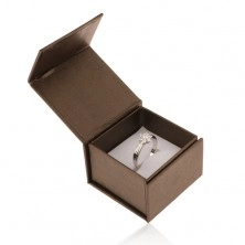 Darilna škatlica za prstan ali uhane, rjava z bisernatim sijajem, magnet