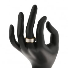 Dvobarven prstan iz kirurškega jekla, dvignjen mat pas srebrne barve