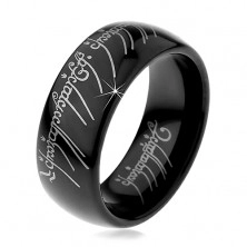 Prstan iz volframa – gladek črn prstan, motiv Gospodarja prstanov, 8 mm