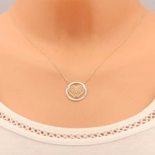 Ogrlica iz 9-k zlata – verižica iz ovalnih členov, srce z izrezi v krogu