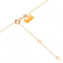 Ogrlica iz 9-k zlata – verižica iz ovalnih členov, cirkonski lok in sijoča pentlja