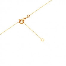 Ogrlica iz 9-k rumenega zlata – lesketav krog s srcema, verižica iz ovalnih členov