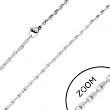 Jeklena verižica srebrne barve – sijoče prirezane prizme, 2 mm