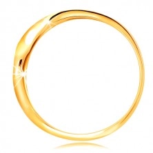 Prstan iz 14-k zlata – dvobarvna valovita kraka, linija prozornih cirkonov in zareza