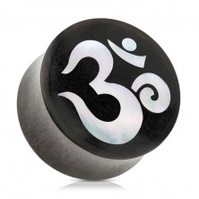 Sedlast vstavek za uho iz lesa črne barve, duhovni jogijski simbol OM