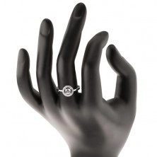 Zaročni prstan iz srebra 925, okrogel prozoren cirkon v sijočem obročku