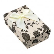 Škatlica za komplet ali verižico, bež-črna s cvetličnim motivom