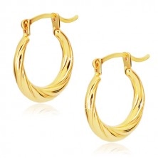 Okrogli uhani iz 14-k rumenega zlata – motiv zvite vrvi, visoki sijaj