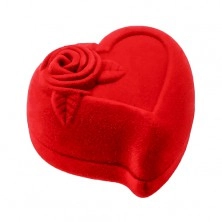 Darilna škatlica za prstana ali uhane, rdeče srce z vrtnico
