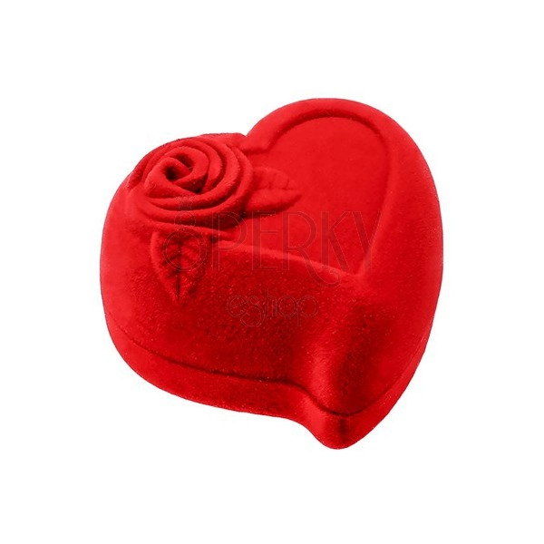 Darilna škatlica za prstana ali uhane, rdeče srce z vrtnico