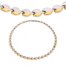 Jeklena ogrlica z magneti, zaobljeni členi srebrne in zlate barve