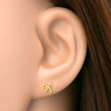 Piercing za uho iz 14-k rumenega zlata - sijoča zavezana pentlja