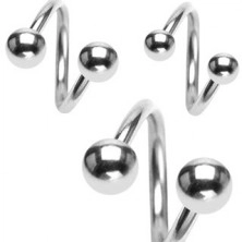 Jeklen piercing za obrvi – spirala srebrne barve in kroglica, 1,6 mm