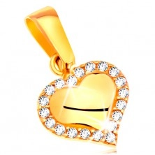 Obesek iz 14-k rumenega zlata - sijoče srce, obrobljeno s prozornimi cirkoni