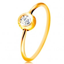 14-k zlati piercing za nos - rumeno zlato, sijoč krog s prozornim cirkonom v objemki