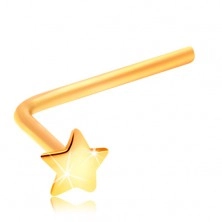Piercing za nos iz 14-k rumenega zlata - zvezdica, ukrivljena oblika