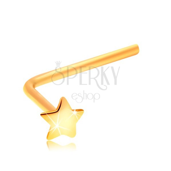 Piercing za nos iz 14-k rumenega zlata - zvezdica, ukrivljena oblika