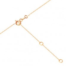 Ogrlica iz 14-k rumenega zlata - dvojna verižica, obroček in prozoren cirkon