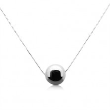 Ogrlica iz srebra 925 s sijočo sivo-črno kroglico iz hematita