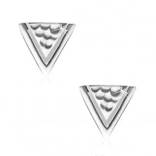 Uhani iz srebra 925, trikotnik z luknjicami in ozko zarezo