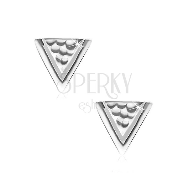 Uhani iz srebra 925, trikotnik z luknjicami in ozko zarezo