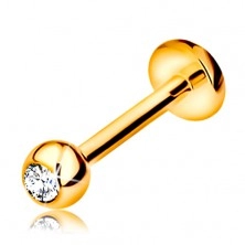 Diamantni piercing iz 14-k zlata - kroglica z briljantom, 8 mm