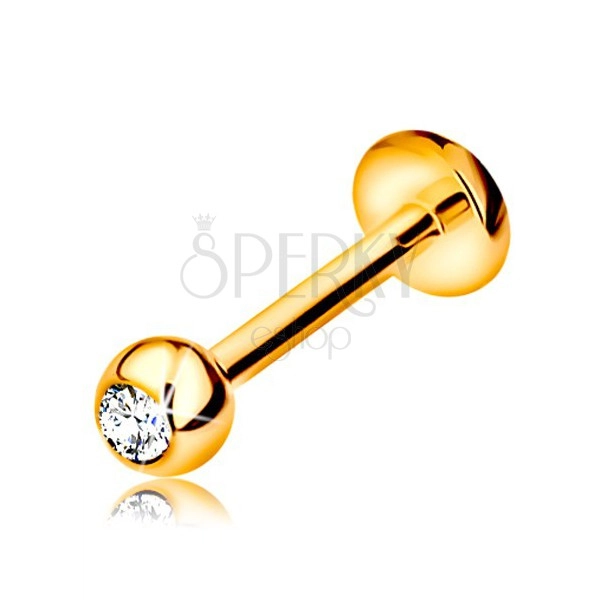 Diamantni piercing iz 14-k zlata - kroglica z briljantom, 8 mm