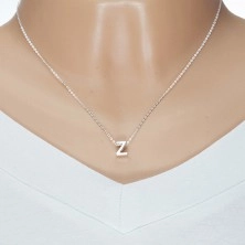 Ogrlica iz srebra 925, sijoča verižica, velika črka Z