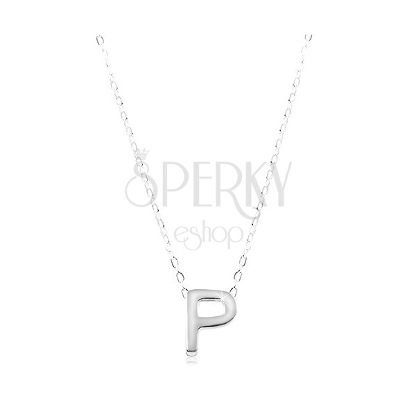 Ogrlica iz srebra 925, velika črka P, sijoča verižica