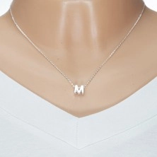 Nastavljiva ogrlica, srebro 925, velika črka M