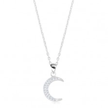 Ogrlica iz srebra 925, sijoča verižica, lunin krajec s cirkoni