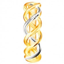Prstan iz kombinacije 14-k zlata – prepletene dvobarvne linije
