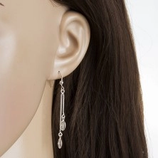 Komplet iz srebra 925 - ogrlica in uhani, ovalni prozorni cirkoni na verižicah