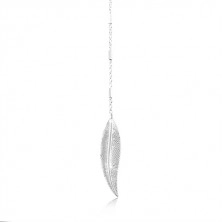 Ogrlica iz srebra 925, tanek grafiran list, viseč na verižici