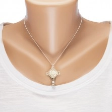 Ogrlica iz srebra 925, graviran križ zlate in srebrne barve