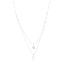 Ogrlica iz srebra 925, dvojna verižica, zvezda in luna
