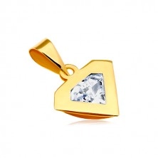 Obesek iz 14-k rumenega zlata – obris diamanta, bleščeč prozoren cirkon